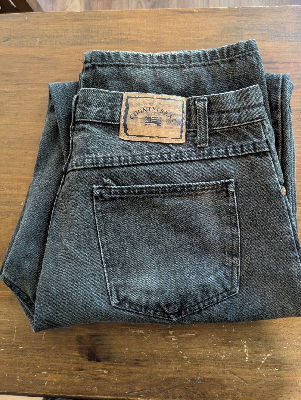 Men's Black Denim Jeans - 36 X 32 County Seat, Faded Cotton